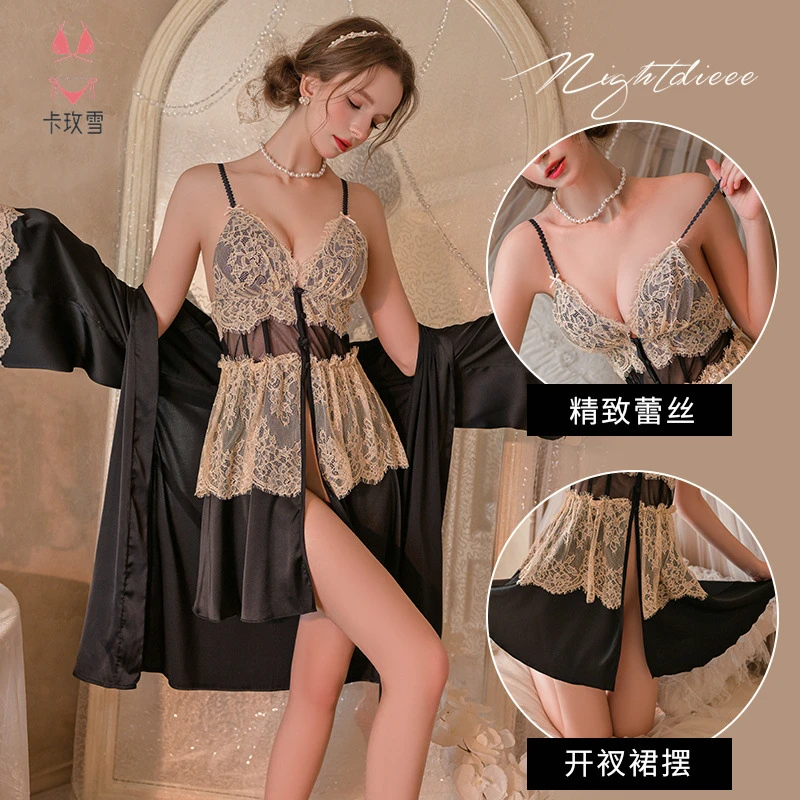 【娶玥羞羞】性感睡衣女款高级感纯欲风夏季家居服冰丝薄款蕾丝睡裙