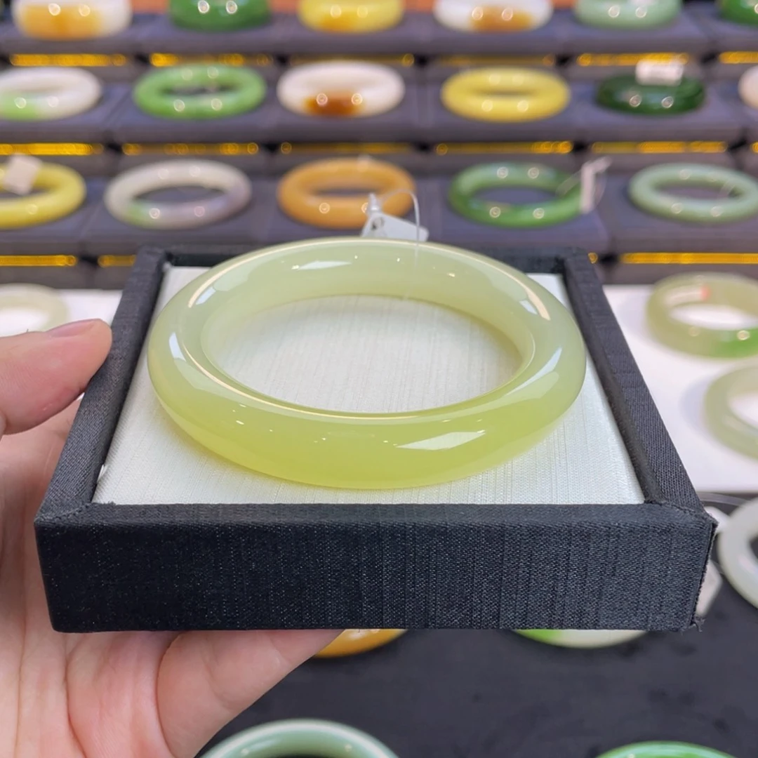 未镶嵌手镯和田玉-冰黄渐变 美人条56➕