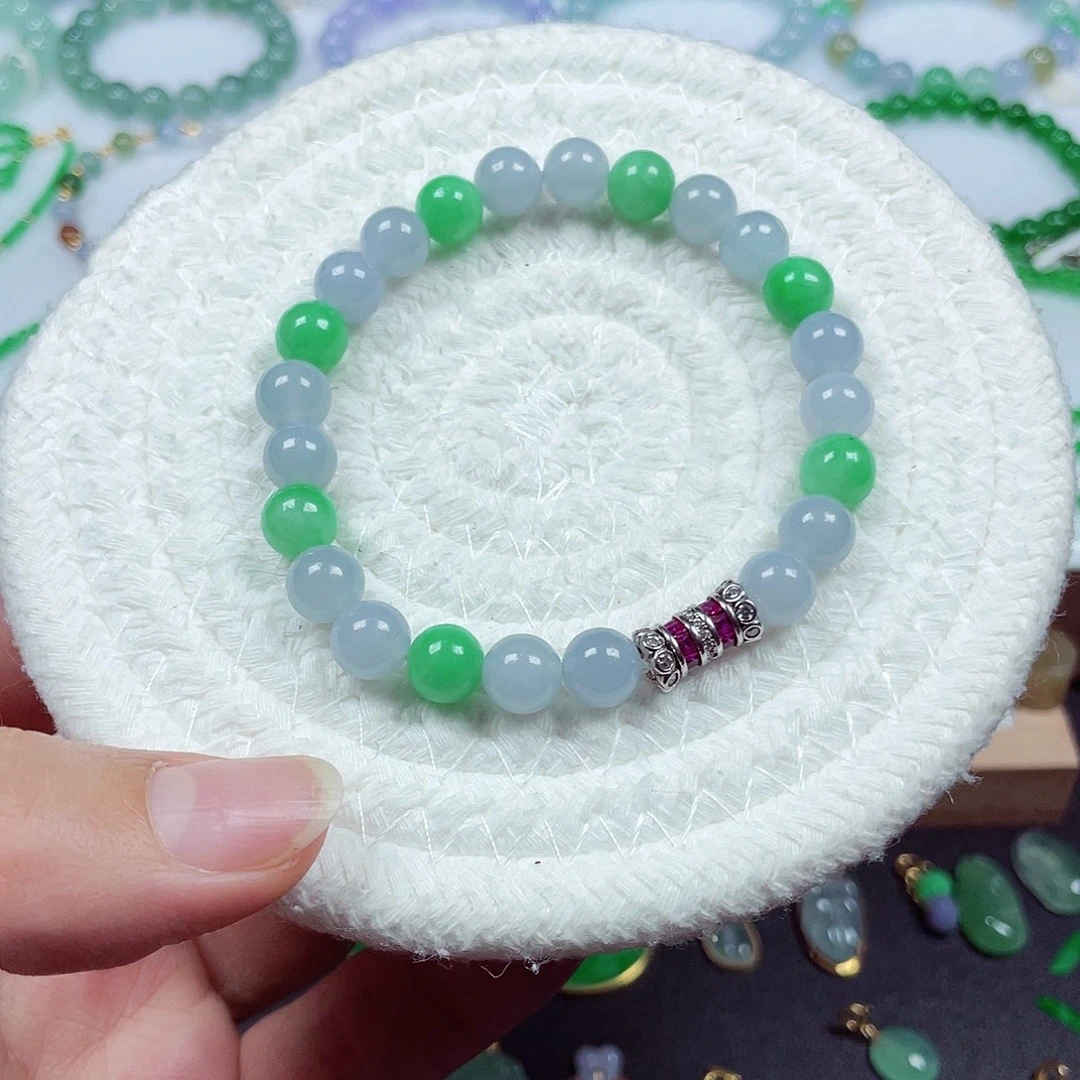 翡翠未镶嵌手链天然缅甸翡翠A货卡7.7