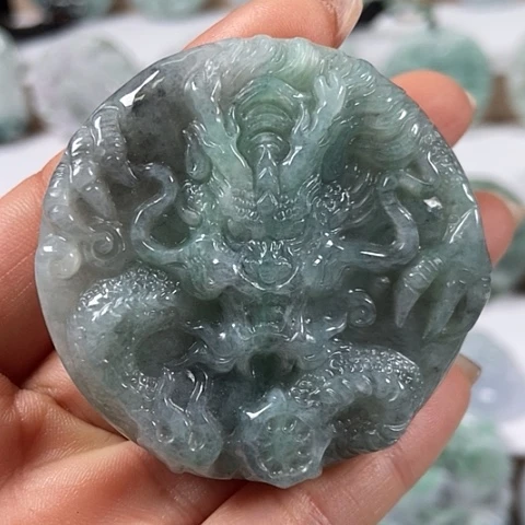 翡翠颈饰未镶嵌龙凤呈祥两面工福利