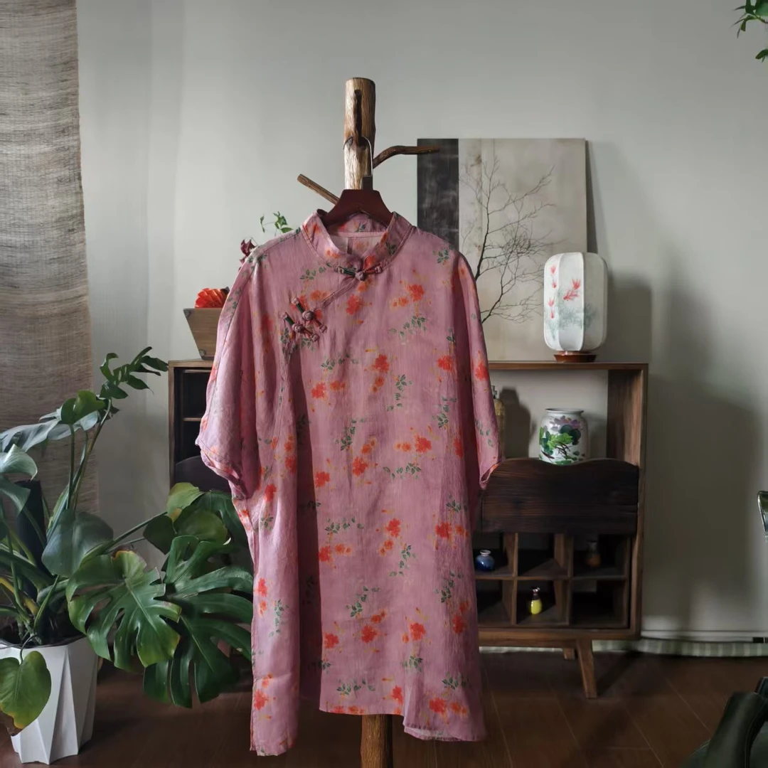 【大梅子推荐】设计款苎麻盘扣袍子MQ7112