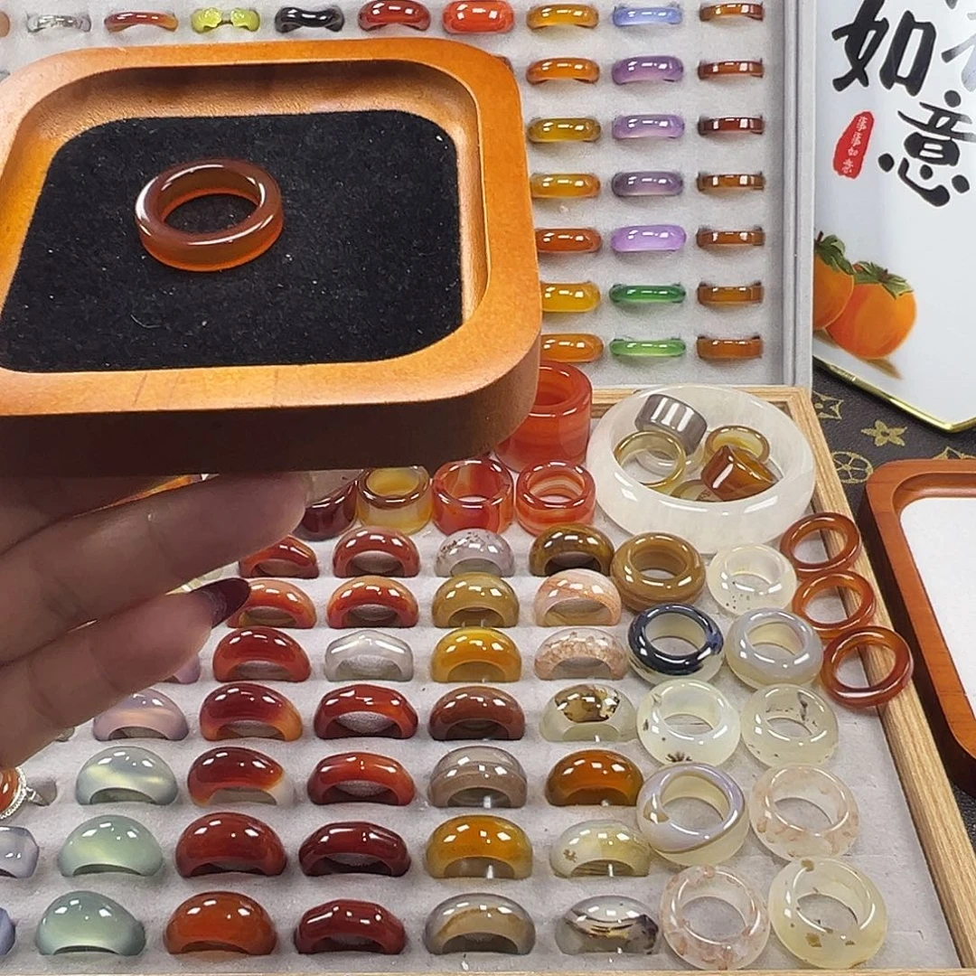 玛瑙/玉髓未镶嵌戒指B6不退换17.2港15+