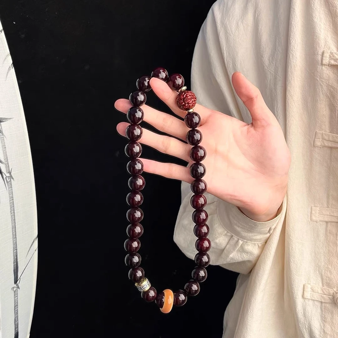 【青艺榆】15MM玉化菩提大尺寸圆珠溏心老料手串十年大果双圈手持