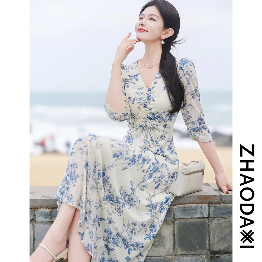 【赵大喜】现货！海的女儿 | 易打理羊毛针织裙/100羊毛印花/连衣裙