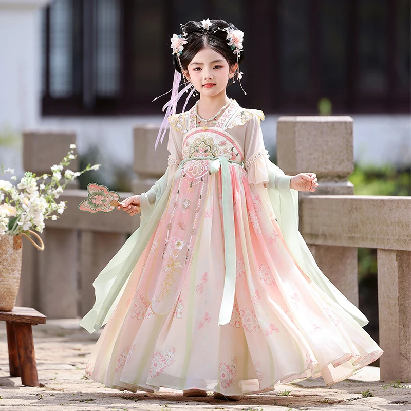 女童汉服夏装2025新款儿童唐装古风超仙夏季古装民族风女孩公主裙