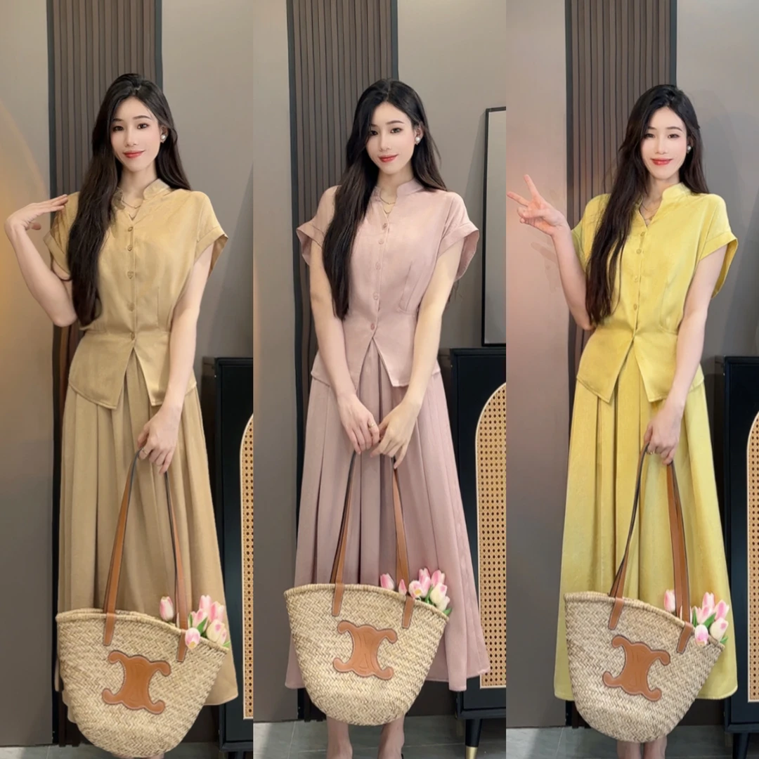 两件套上衣半身裙套装女夏2025新款高品质修身显瘦穿搭高级感套裙