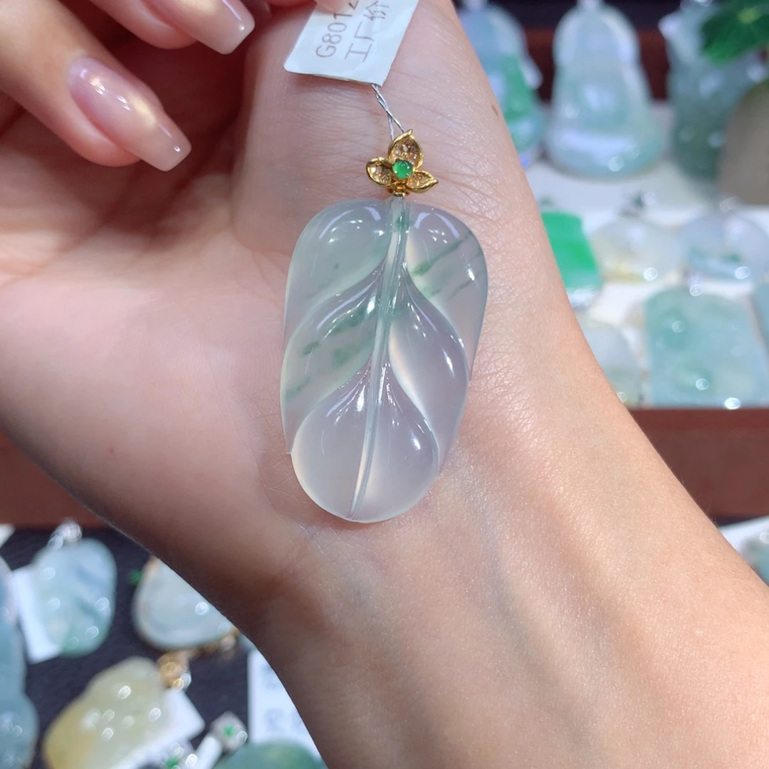 翡翠18K金镶嵌吊坠(不含链)