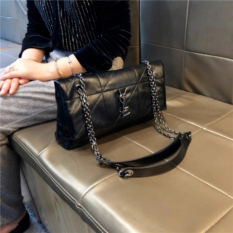 【香港品牌】2026新款软轻奢时尚洋气菱格链条包包腋下包单肩包女士