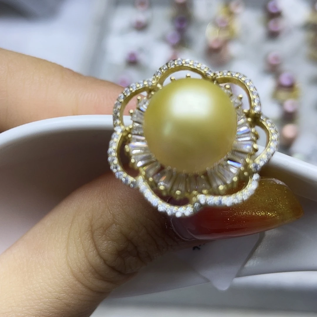 海水珍珠银S925镶嵌戒圈