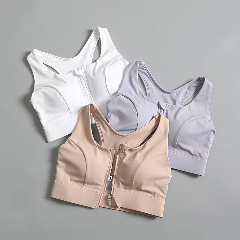 一体式前拉链运动内衣女防震聚拢高强度跑步健身文胸瑜伽服背心