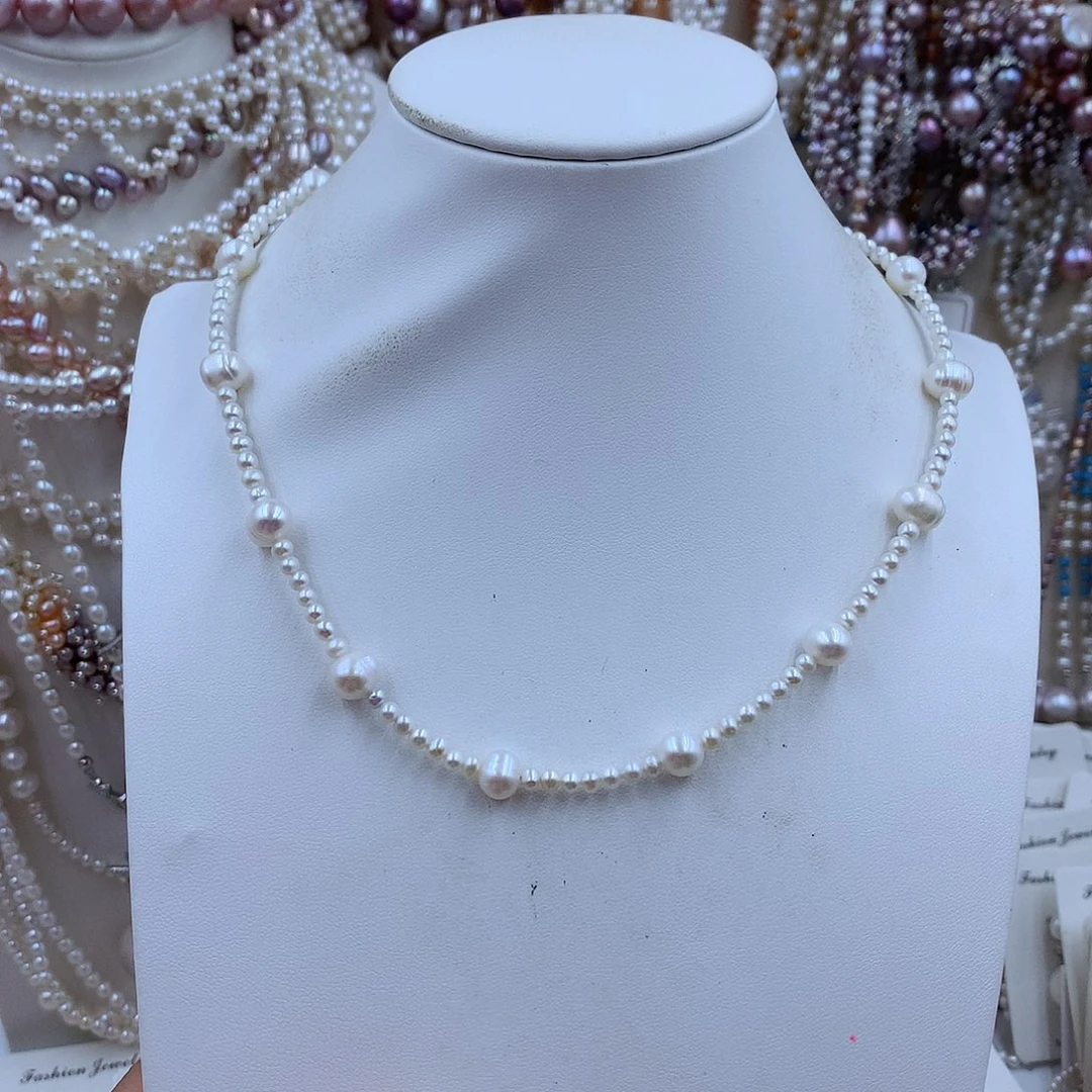 项链银S925镶嵌淡水珍珠