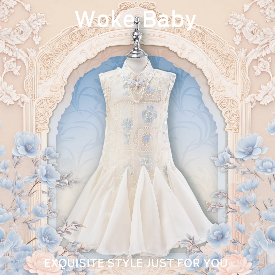 女童夏季可爱中大童中领套头汉服连衣裙M5395