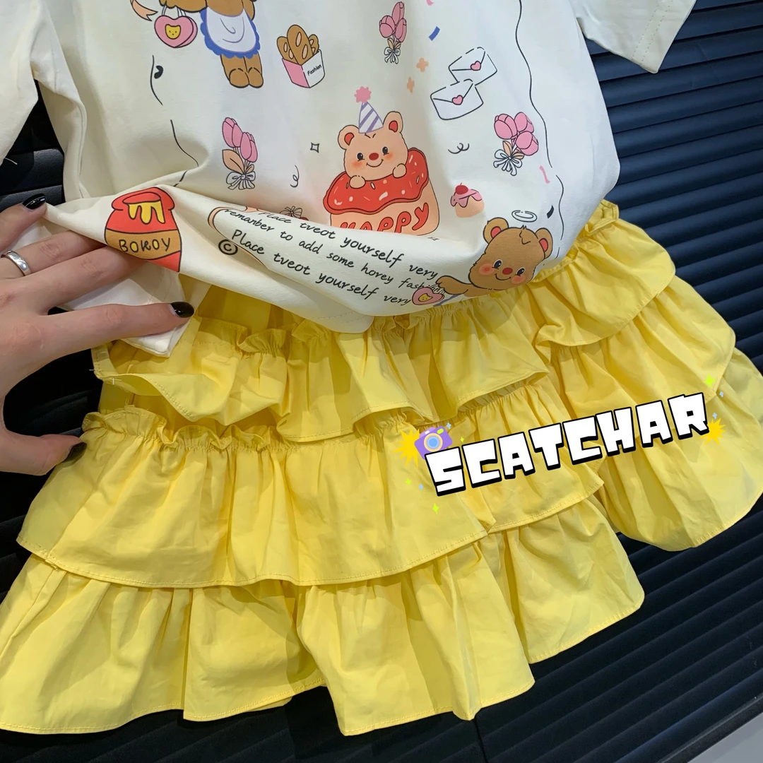 【杨少华服饰】2025夏季新款女童半身裙中大童韩系格子蛋糕裙39236