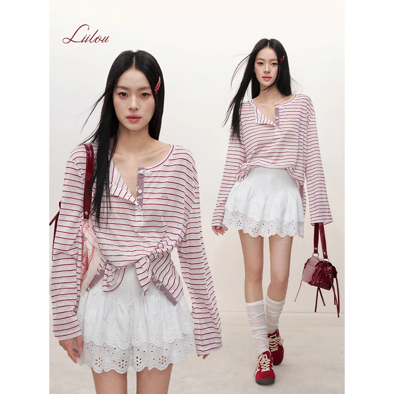 Liilou 25ss Blokette 镂空刺绣 打揽松紧腰双层蕾丝花边裙