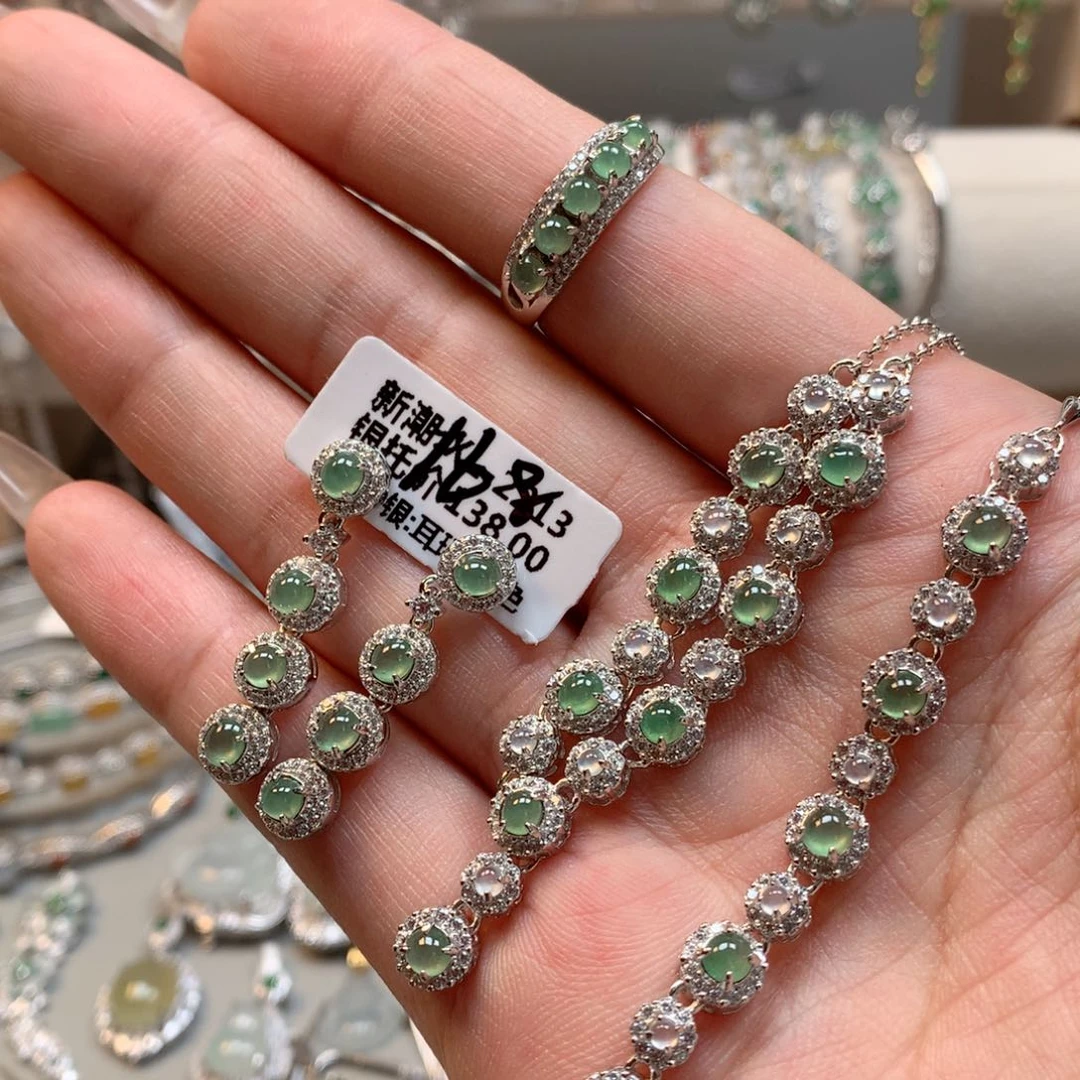 翡翠银S925镶嵌颈饰套餐