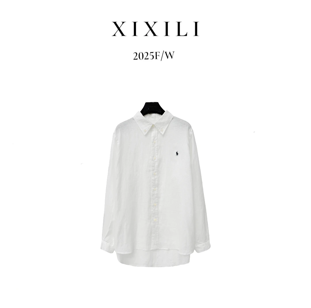 LC045-拉夫风100%亚麻衬衫女款外穿衬衫女2025新款洋气