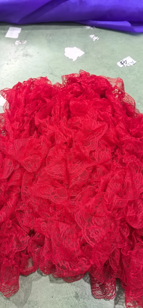 红色蕾丝木耳花边服装裙摆eiy装饰辅料15米一份