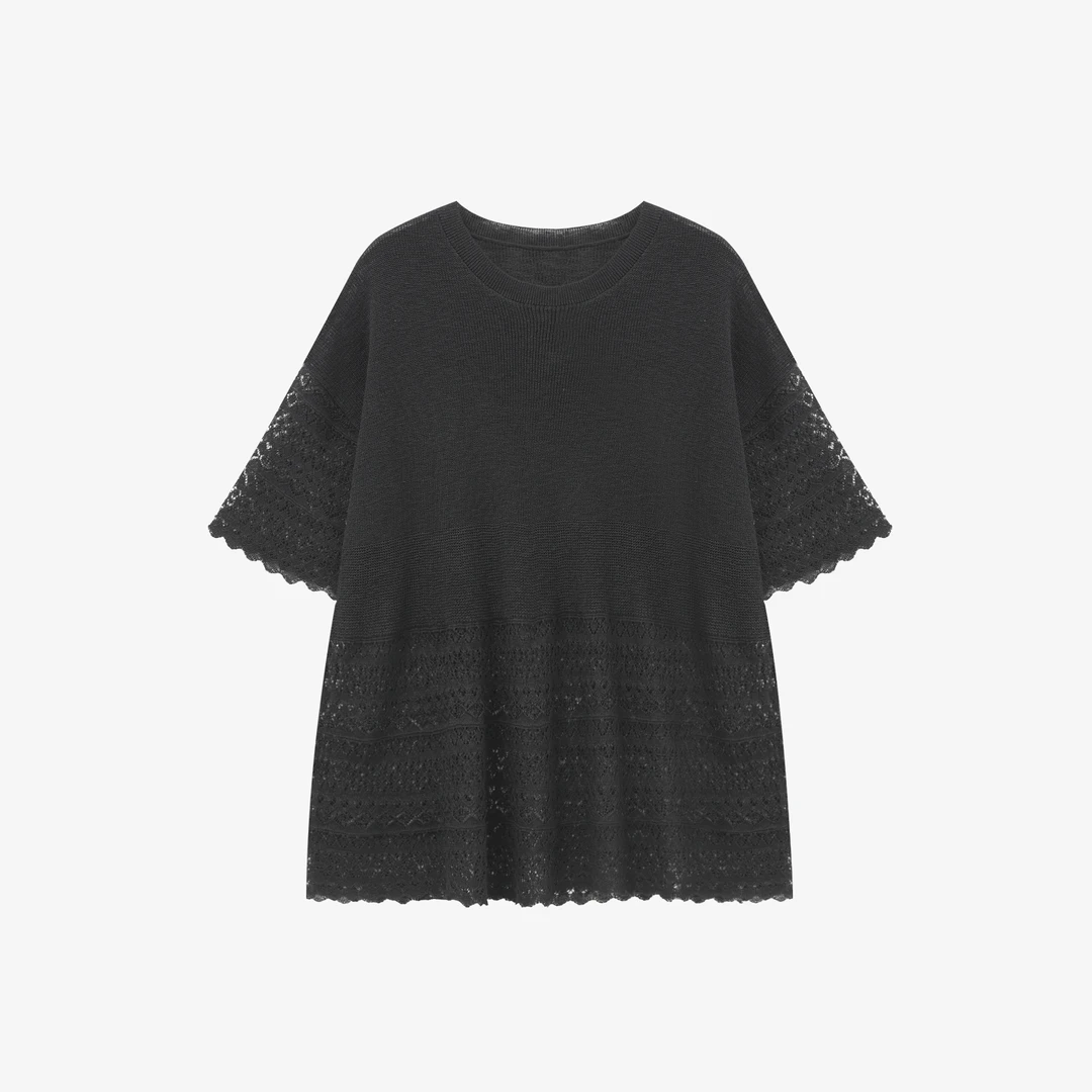 时尚百搭休闲蕾丝宽松镂空针织衫-JKK000079【如如专享】