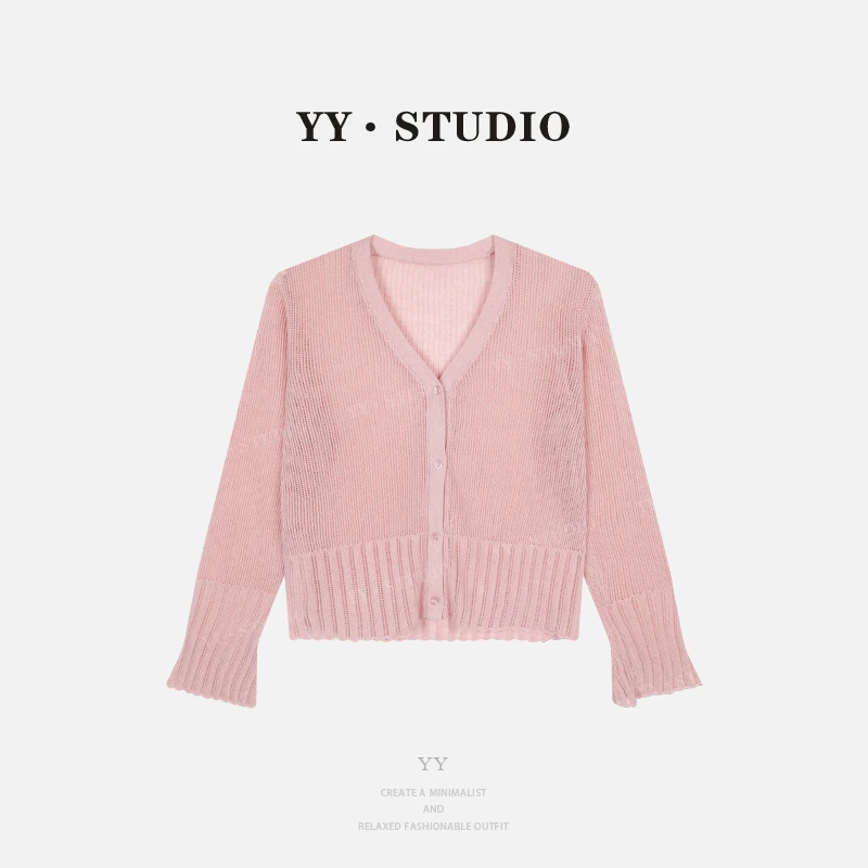 【织物宣言】夏季百搭纯色V领罩衫长袖T恤YY-3187