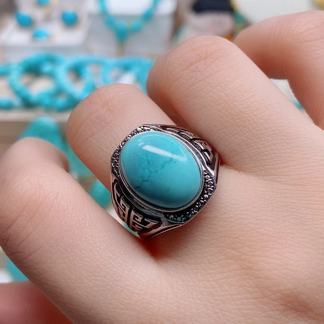 绿松石戒指银S925镶嵌