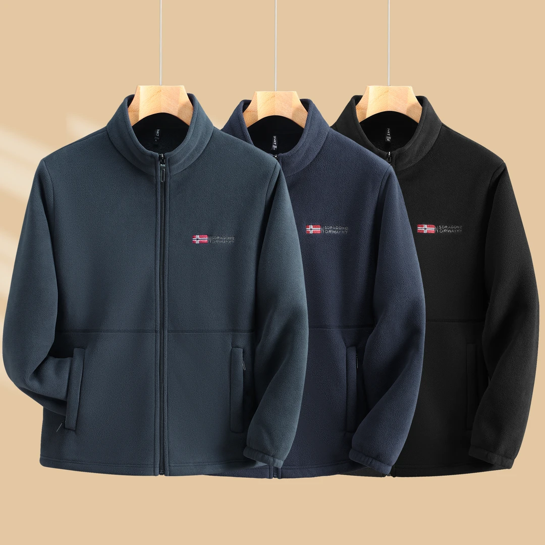 852#男式加绒加厚摇粒绒外套