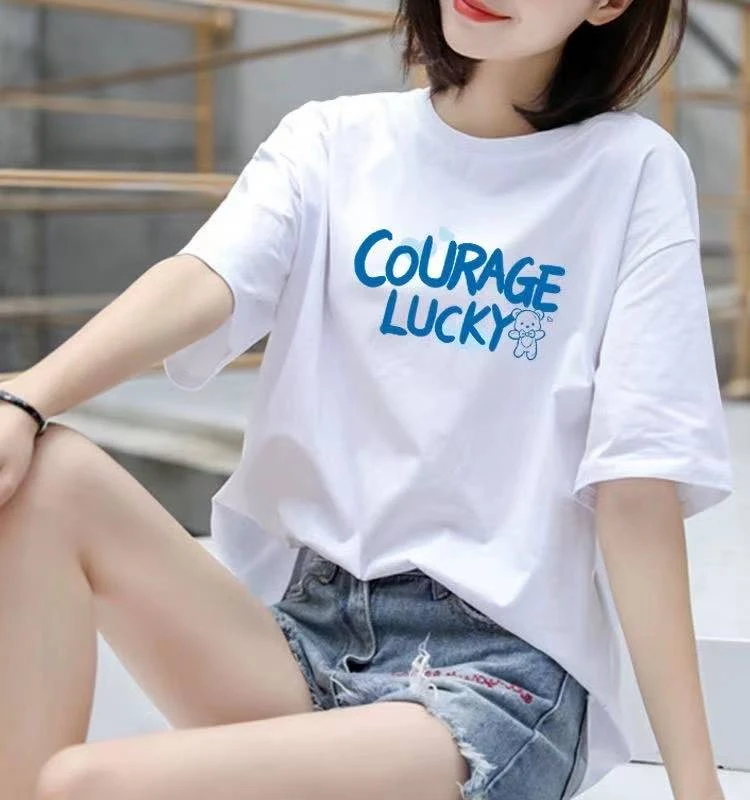 2025新款棉短袖t恤女夏宽松显瘦圆领学生上百搭大码ins潮