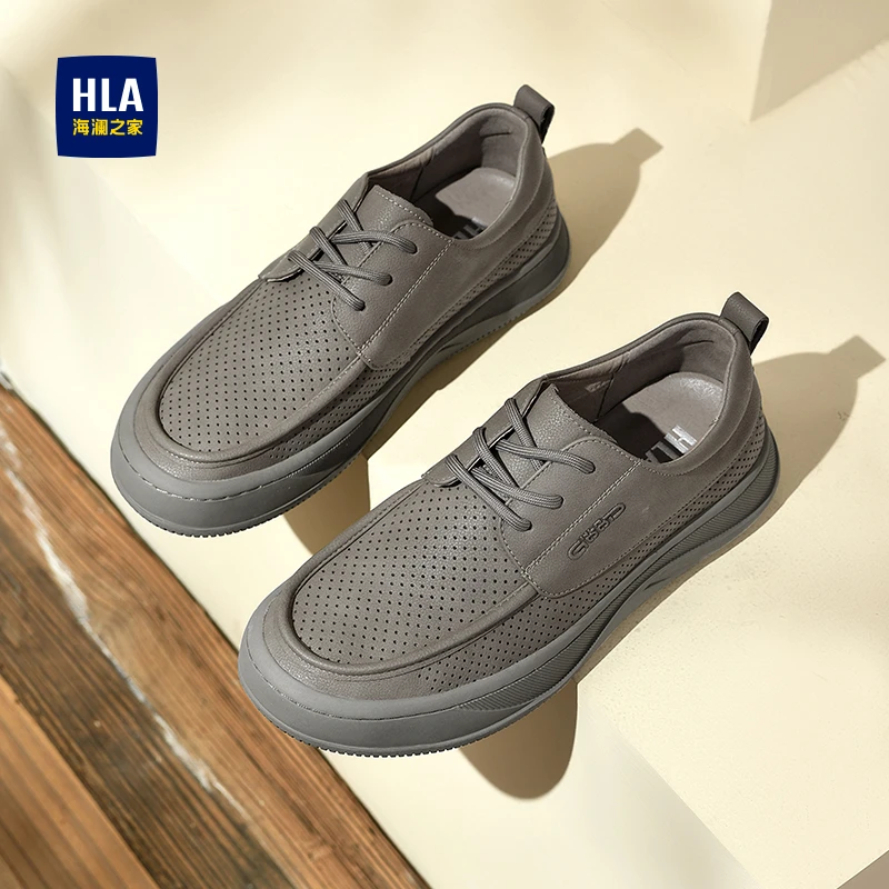 海澜之家男鞋冬季透气舒适皮鞋时尚轻便男士休闲真皮软底青年潮鞋