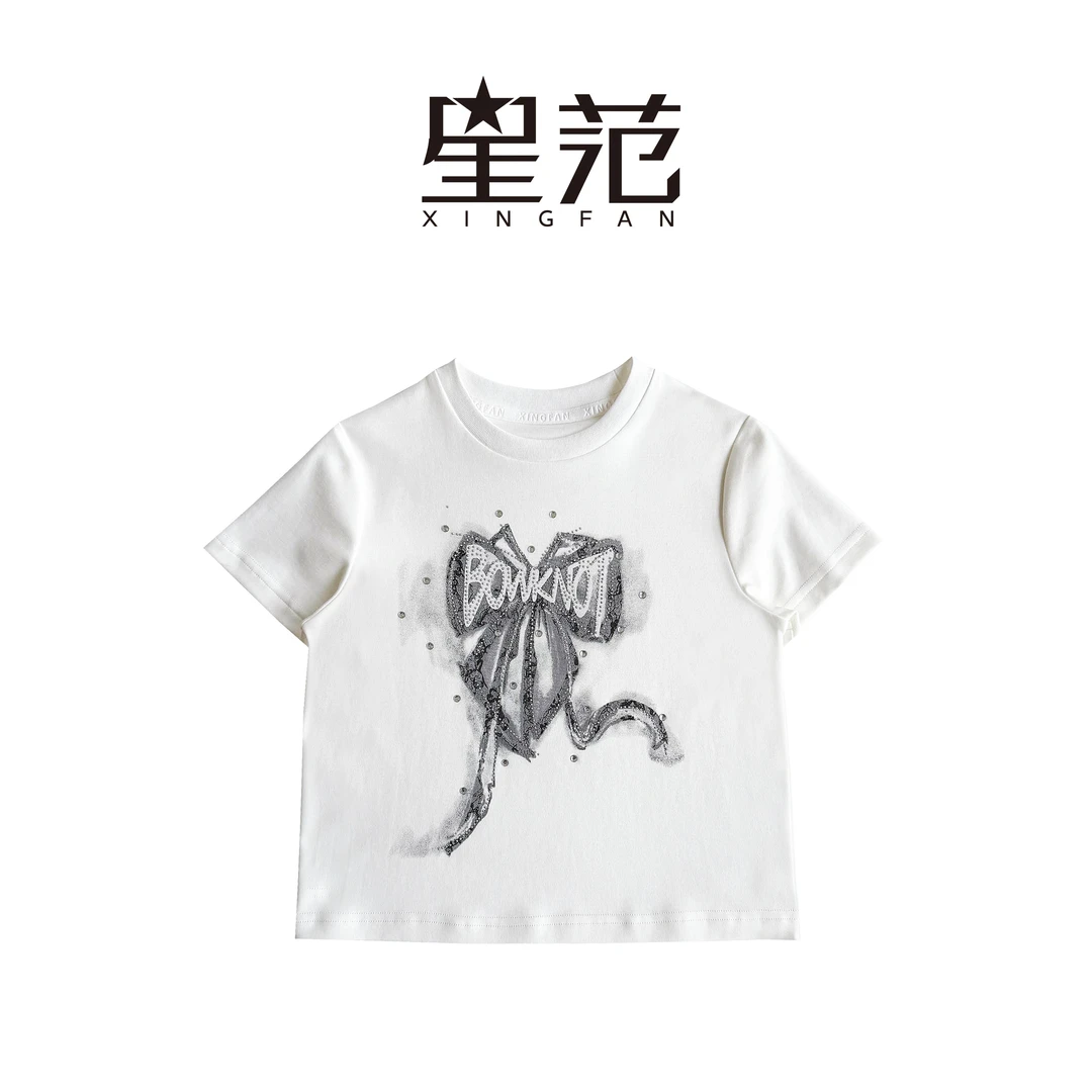 【现货】星范童装2025年夏季新款女童蝴蝶结印花T恤252-XF-52021