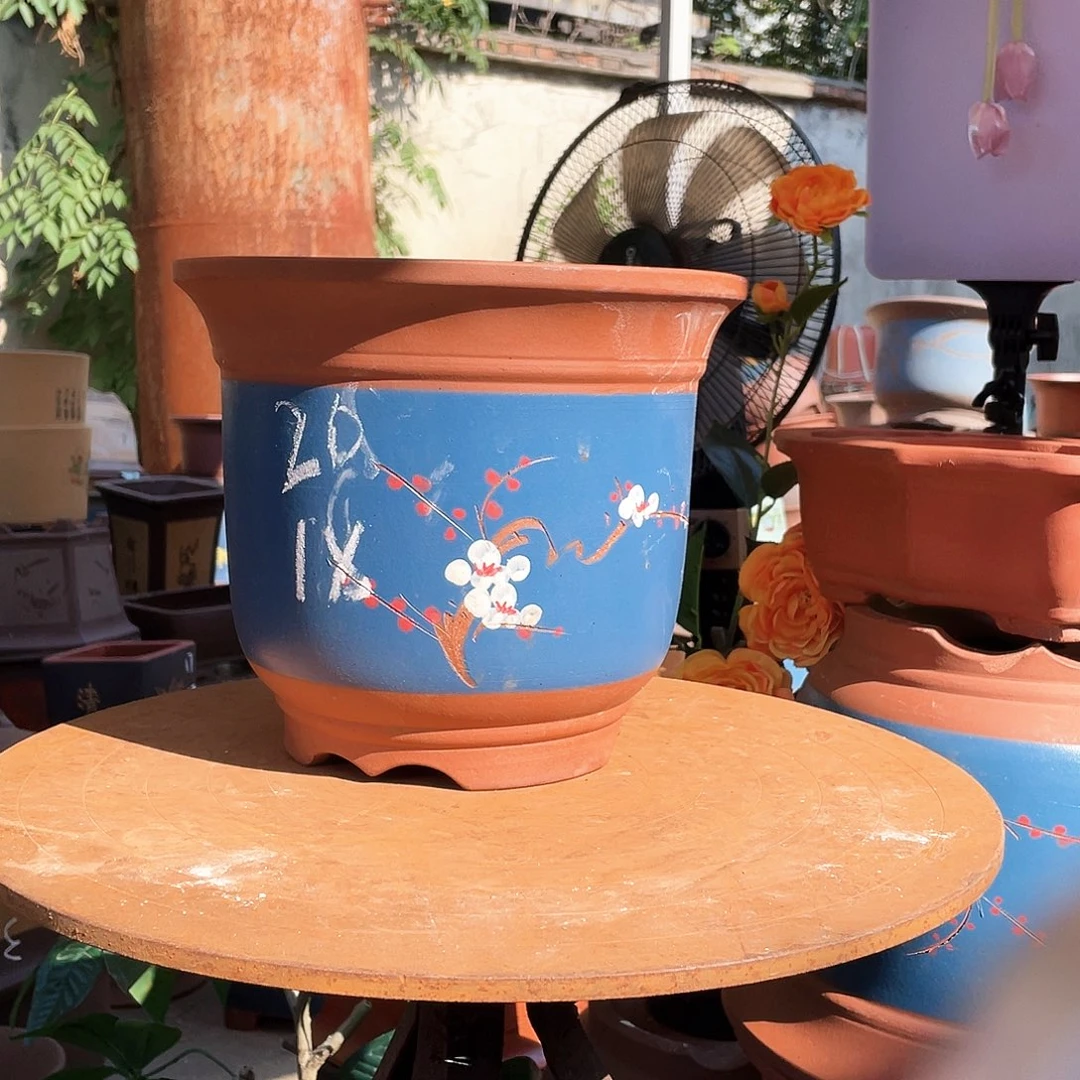 宜兴紫砂花盆20蓝金钟点菜小
