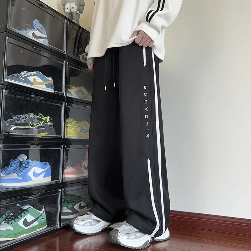 春秋爆款直筒休闲潮流时尚百搭棉质直筒帅气休闲加长青少年裤子