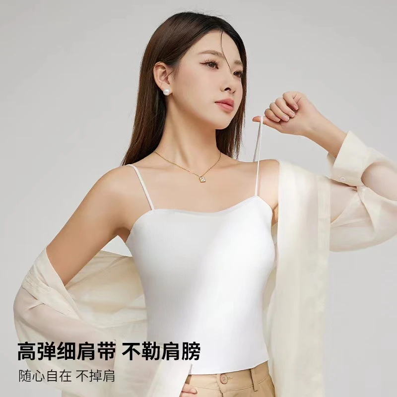 夏季小吊带背心式冰丝美内搭打底外穿文胸带胸垫抹胸上衣内衣