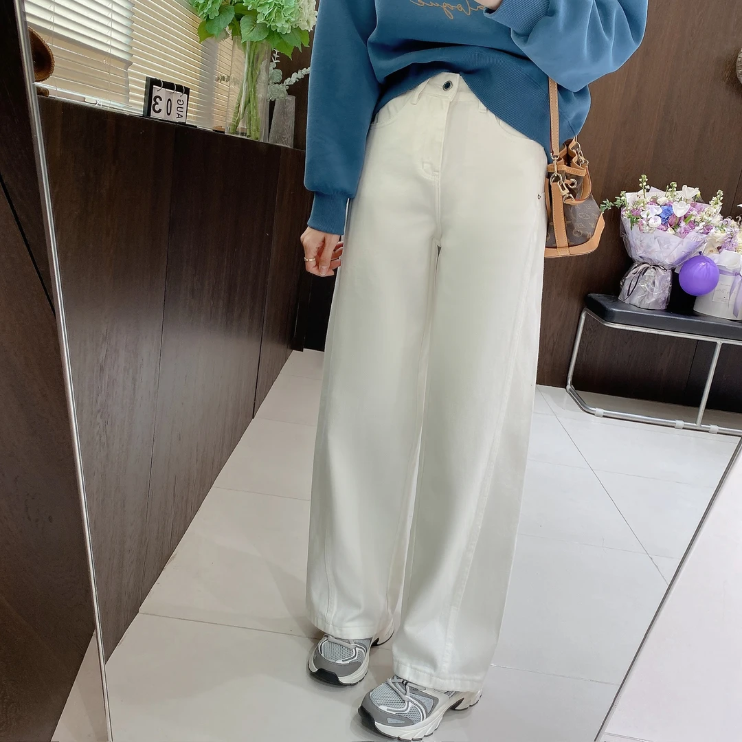 IMFLY金小金自制女装 牛仔裤DYK2579春季简约百搭休闲阔腿长裤