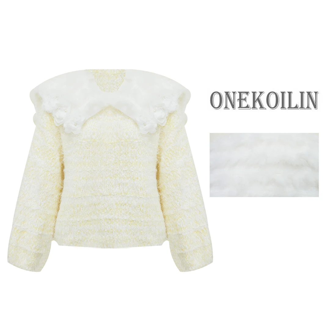 OneKoilin“甜宠千金”粗捻纱精致小香针织狐狸毛毛衣 TCQJ