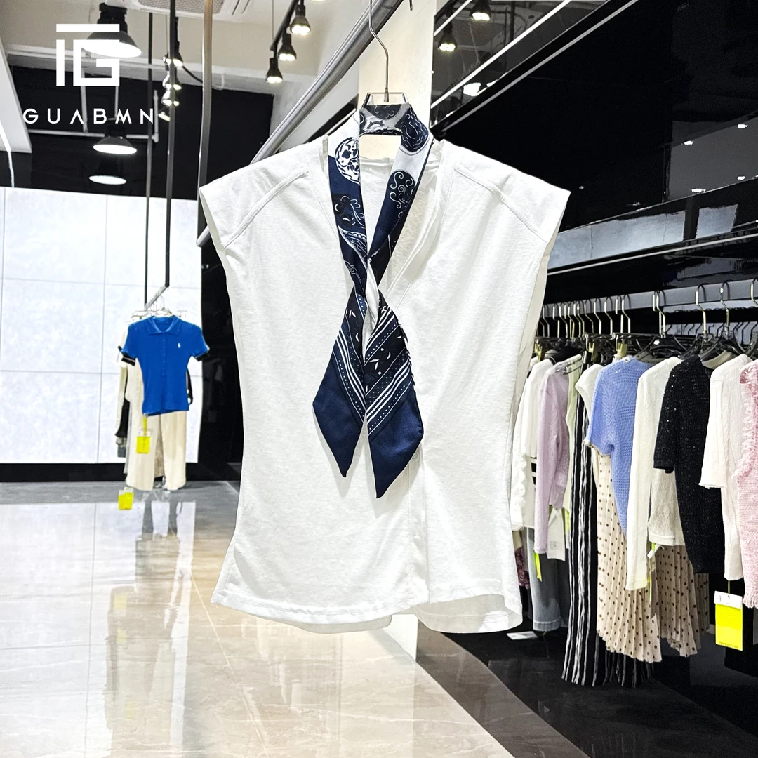 GUABMN2025夏季新款时尚百搭v领显瘦无袖上衣夏日穿搭5360