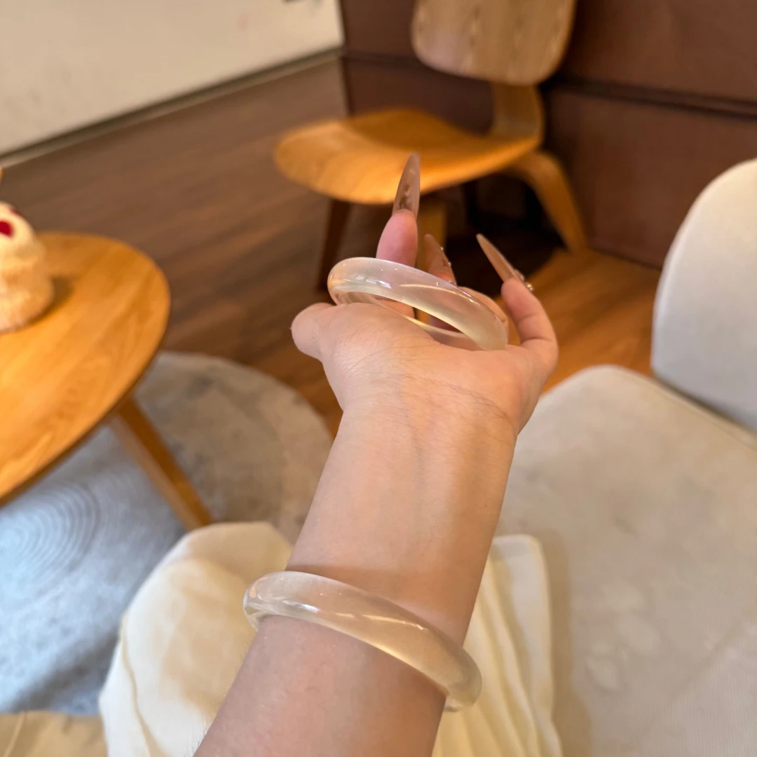 非金属仿水晶手镯 香槟金高冰透工艺手镯奶白晶礼物钢光百搭配饰