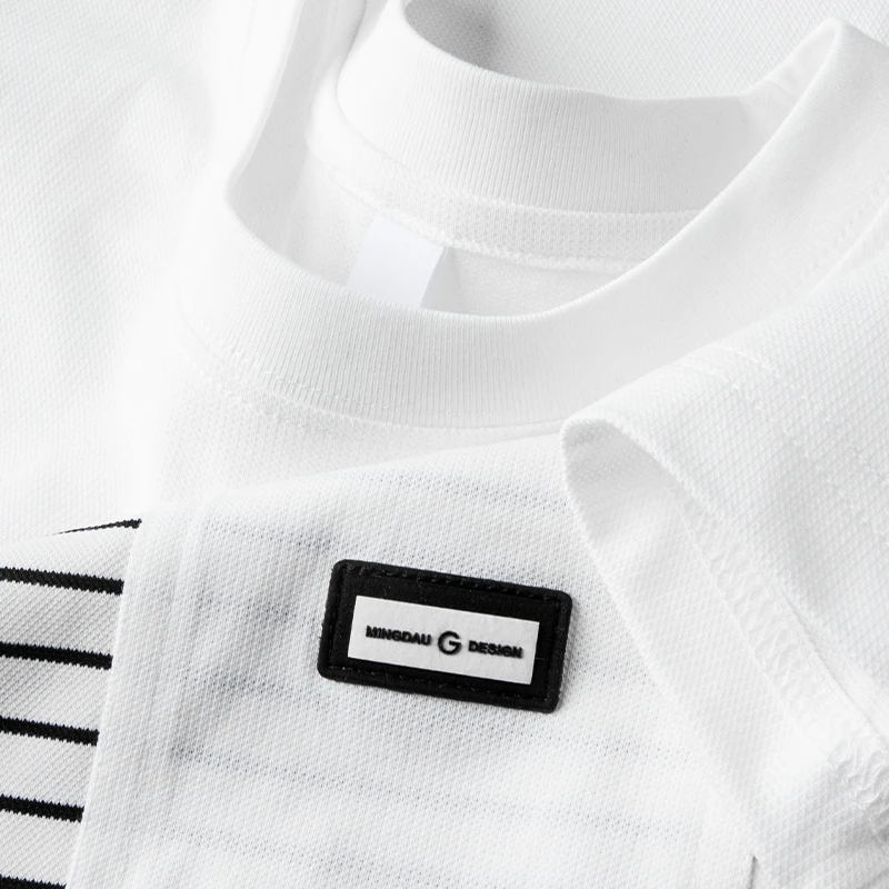 轻奢高端条纹时尚小标短袖男上衣夏季薄款潮流百搭速干半袖T恤潮