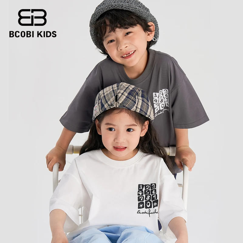 BCOBI/不可比喻男女童t恤夏季透气短袖印花T恤圆领宝宝运动夏装