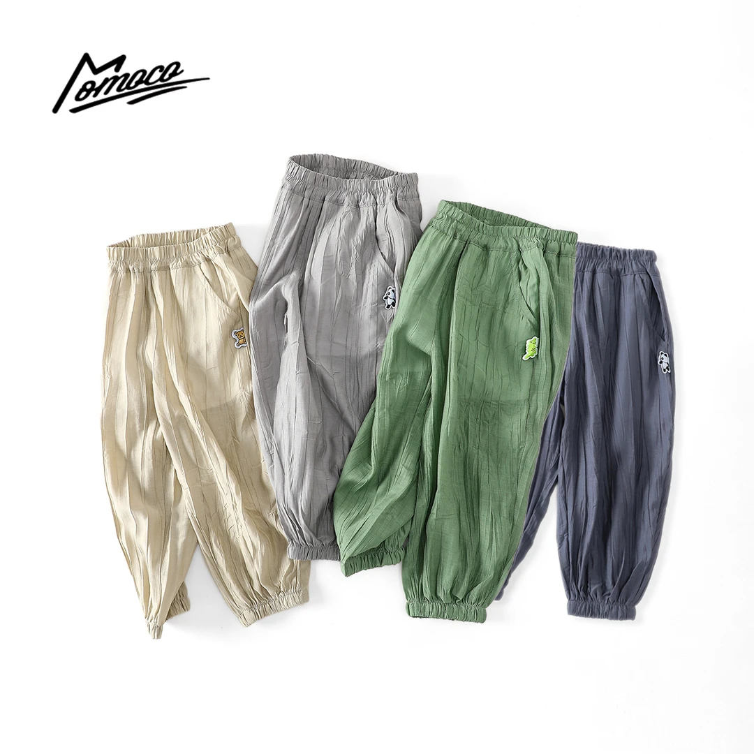 MOMOCO夏季男童宽松长裤绣花小熊猫洋气休闲裤77930381002