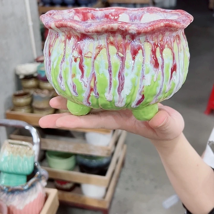 有孔.凑满10元发货多肉陶瓷花盆！