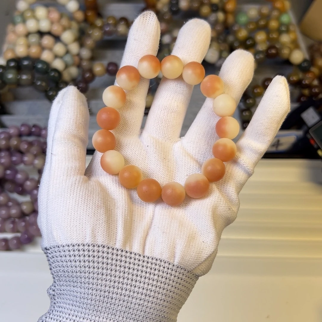 菩提根/象牙果手串磨砂橘粉卡12