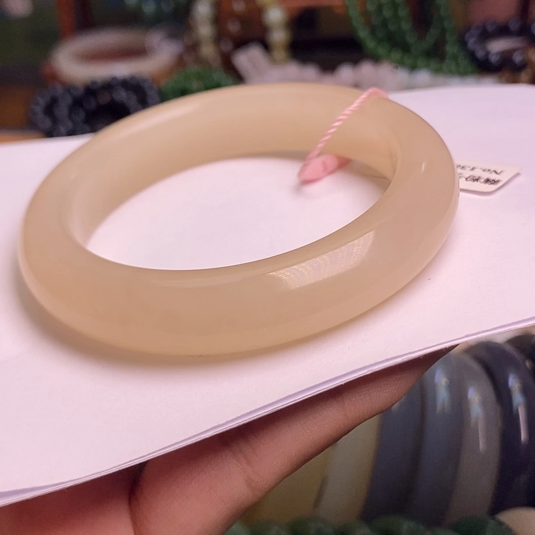 和田玉未镶嵌颈饰浓藕粉红粉老矿料手镯57