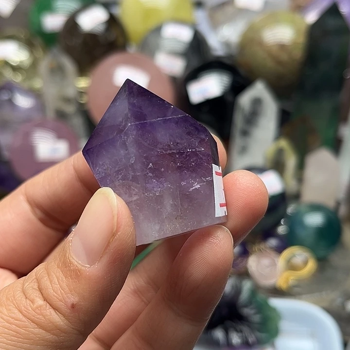 珠宝半成品未镶嵌水晶43克紫水晶柱 微瑕