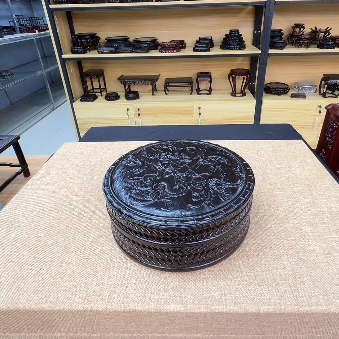 东非黑黄檀（紫光檀）茶饼盒