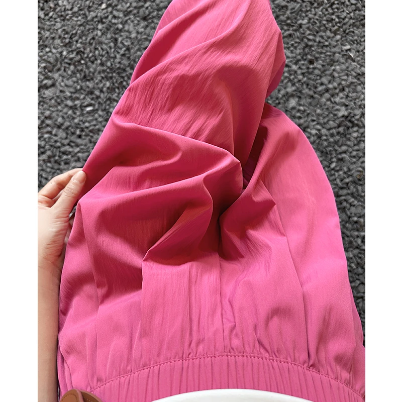 树莓色女夏季薄款阔腿裤高腰显瘦小个子凉凉直筒裤慵懒休闲山本裤