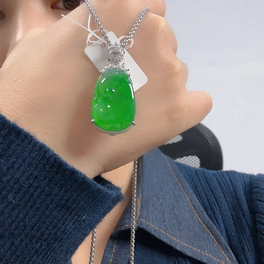 翡翠银S925镶嵌吊坠(不含链)