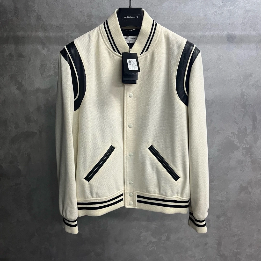 未使用 YSL/圣罗兰 白色条纹单排扣休闲棒球服/44/46/48/50/52