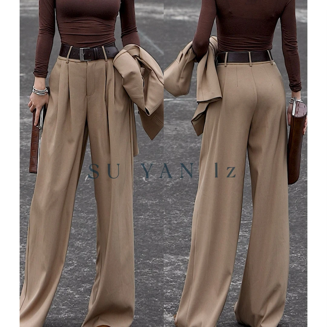 SU YAN 春夏秋季中腰长裤外穿阔腿裤拖地休闲百搭款西装裤 CK002