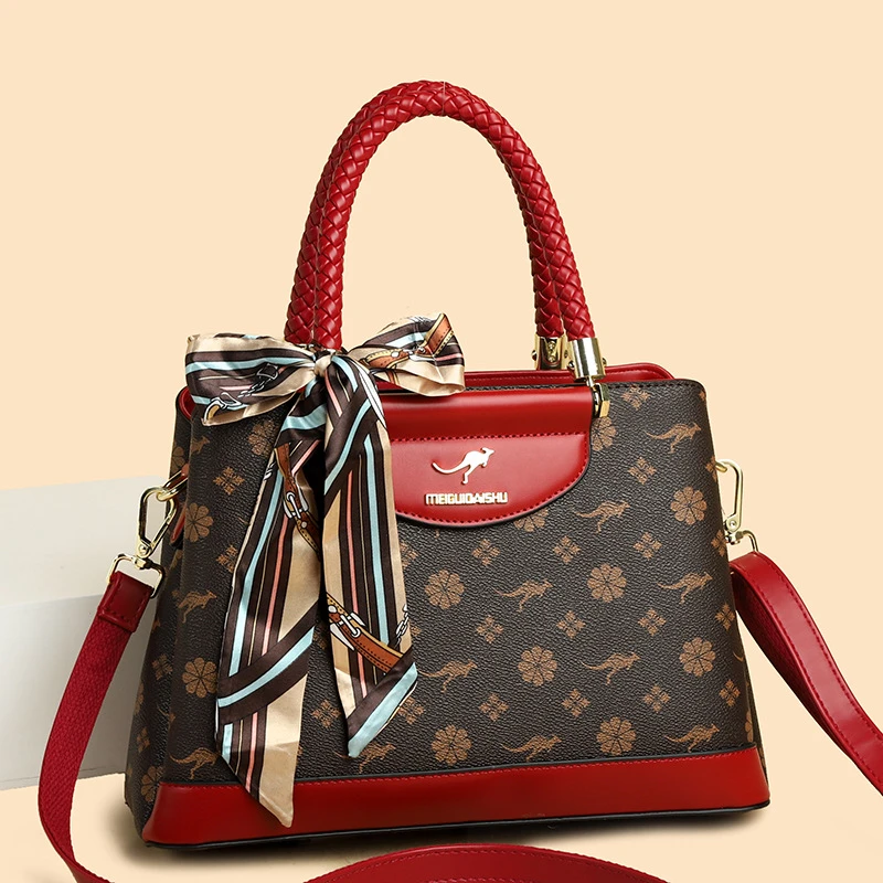 米琦袋鼠时尚洋气中年女士妈妈款手提包大气简约优雅单肩包斜挎包