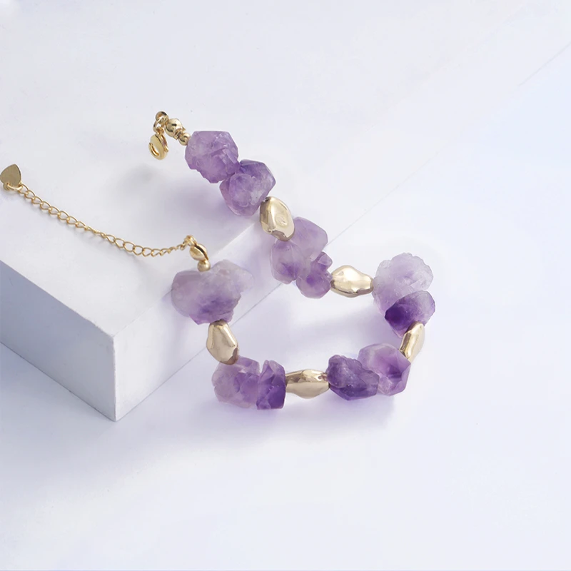 手工气质百搭小众轻奢清新森系精美紫色手链  JT-776