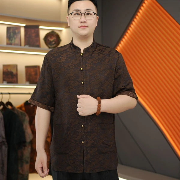 2025新款花萝香云纱植物染色桑蚕丝男士奢品级新中式国风男装
